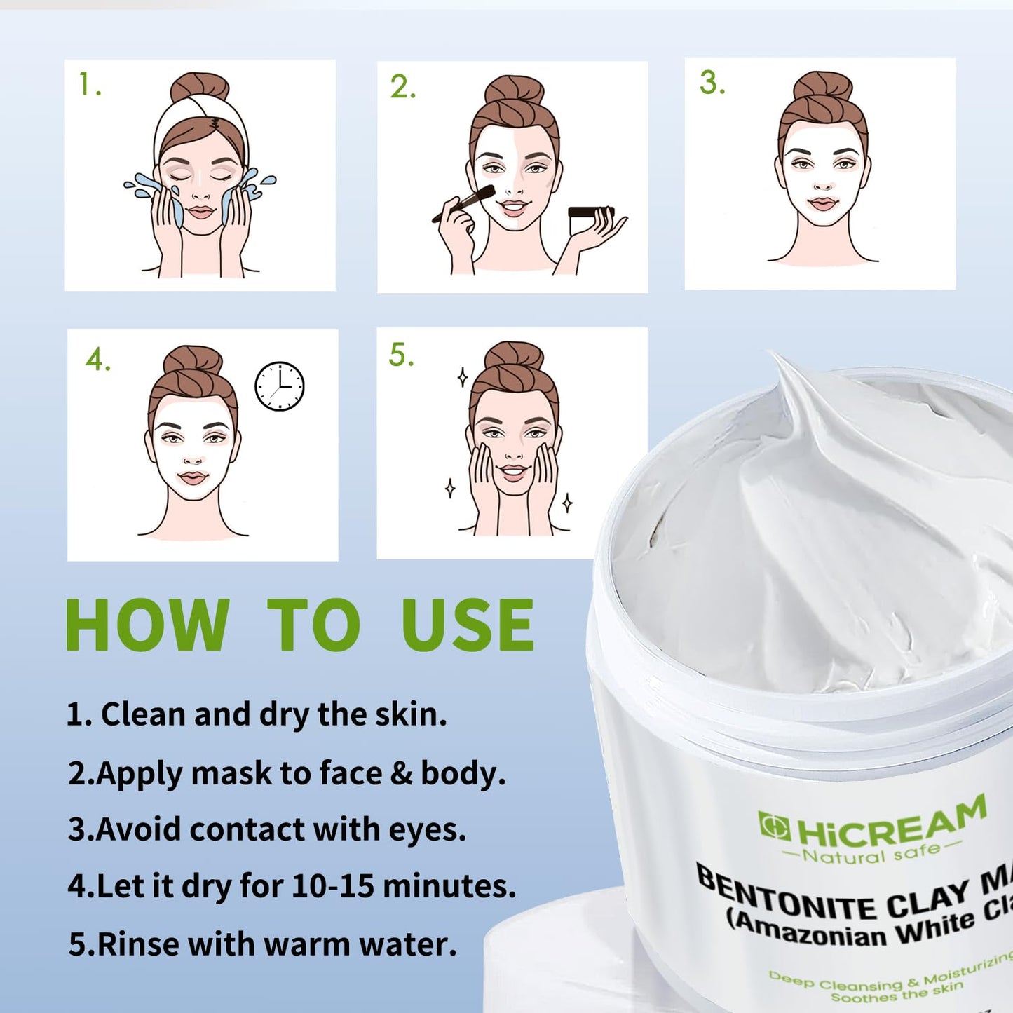 Hicream Turmeric Vitamin C Clay Mask with Kaolin Clay and Turmeric for Dark Spots