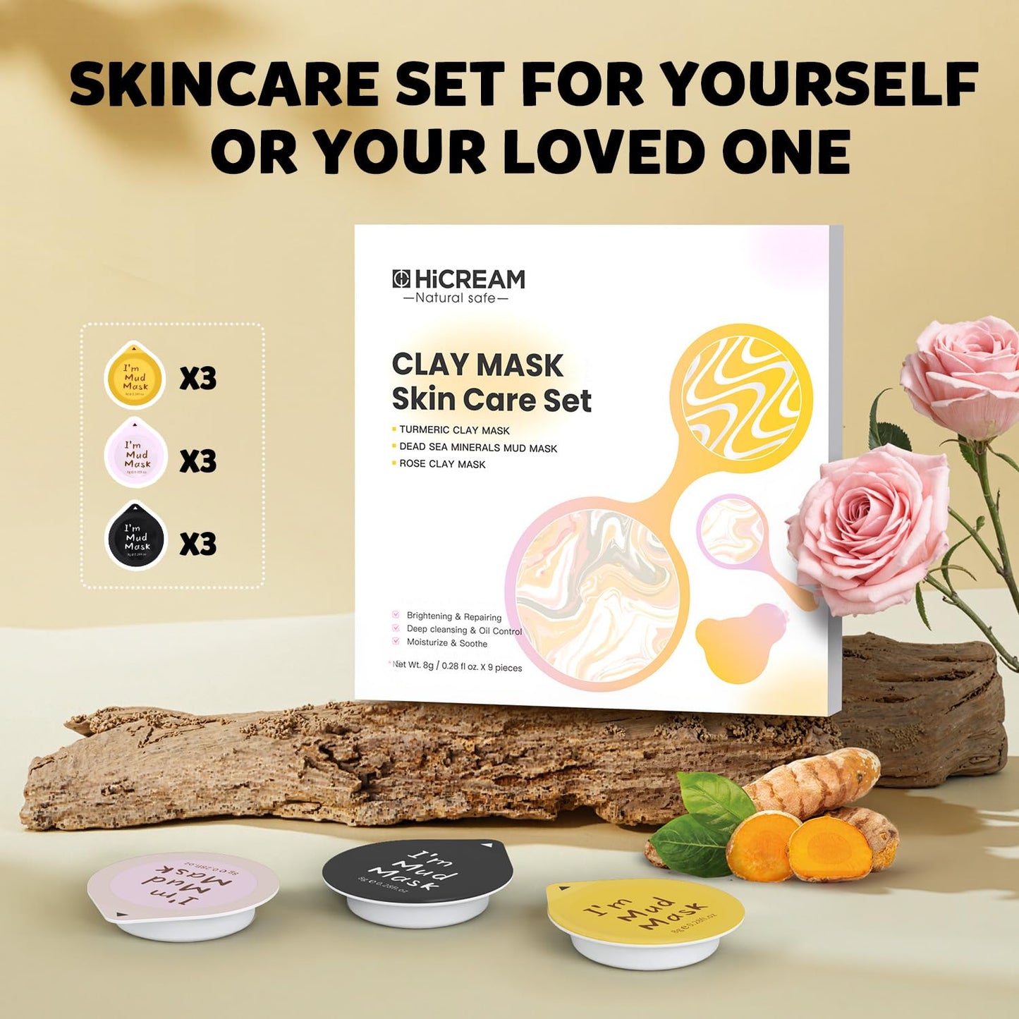 Hicream Turmeric Vitamin C Clay Mask with Kaolin Clay and Turmeric for Dark Spots