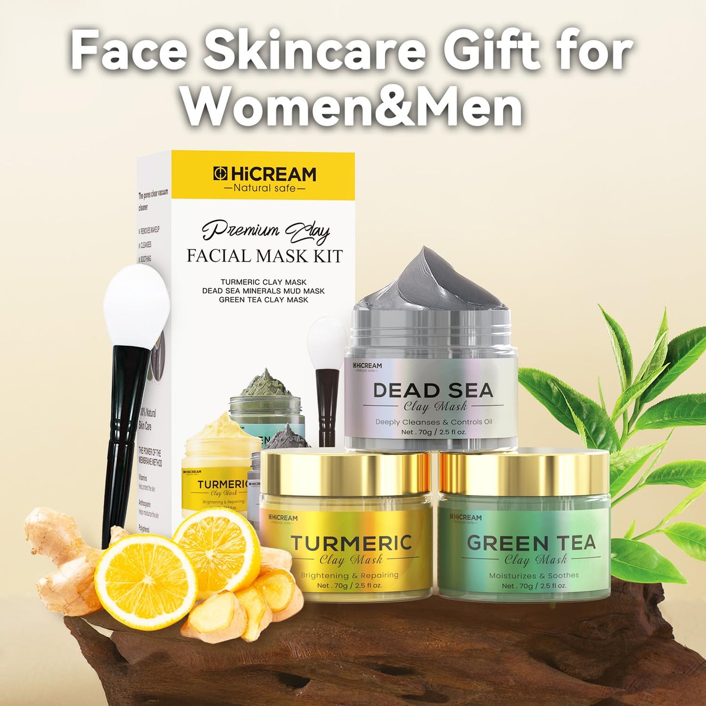 Hicream Turmeric Vitamin C Clay Mask with Kaolin Clay and Turmeric for Dark Spots