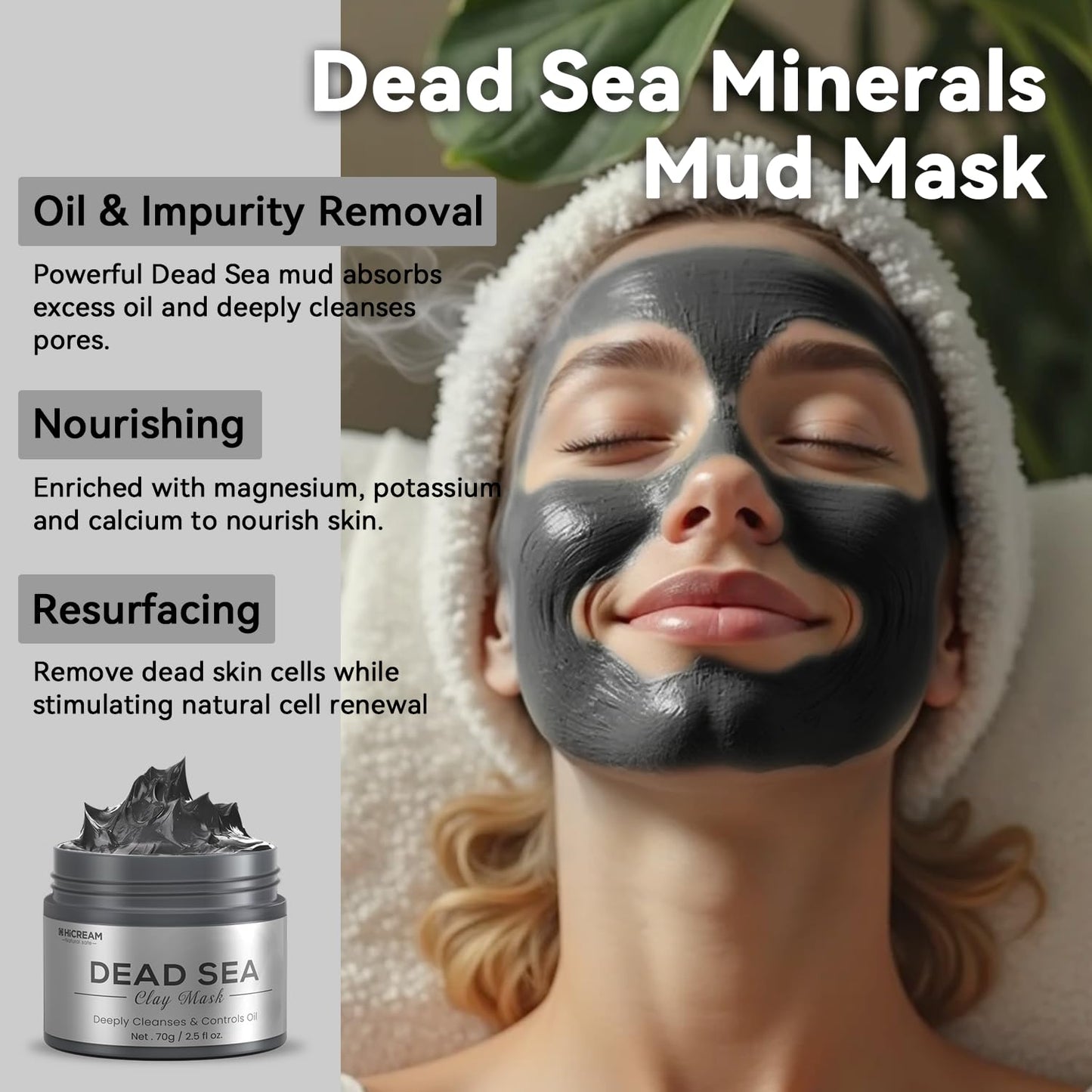 Hicream Turmeric Vitamin C Clay Mask with Kaolin Clay and Turmeric for Dark Spots
