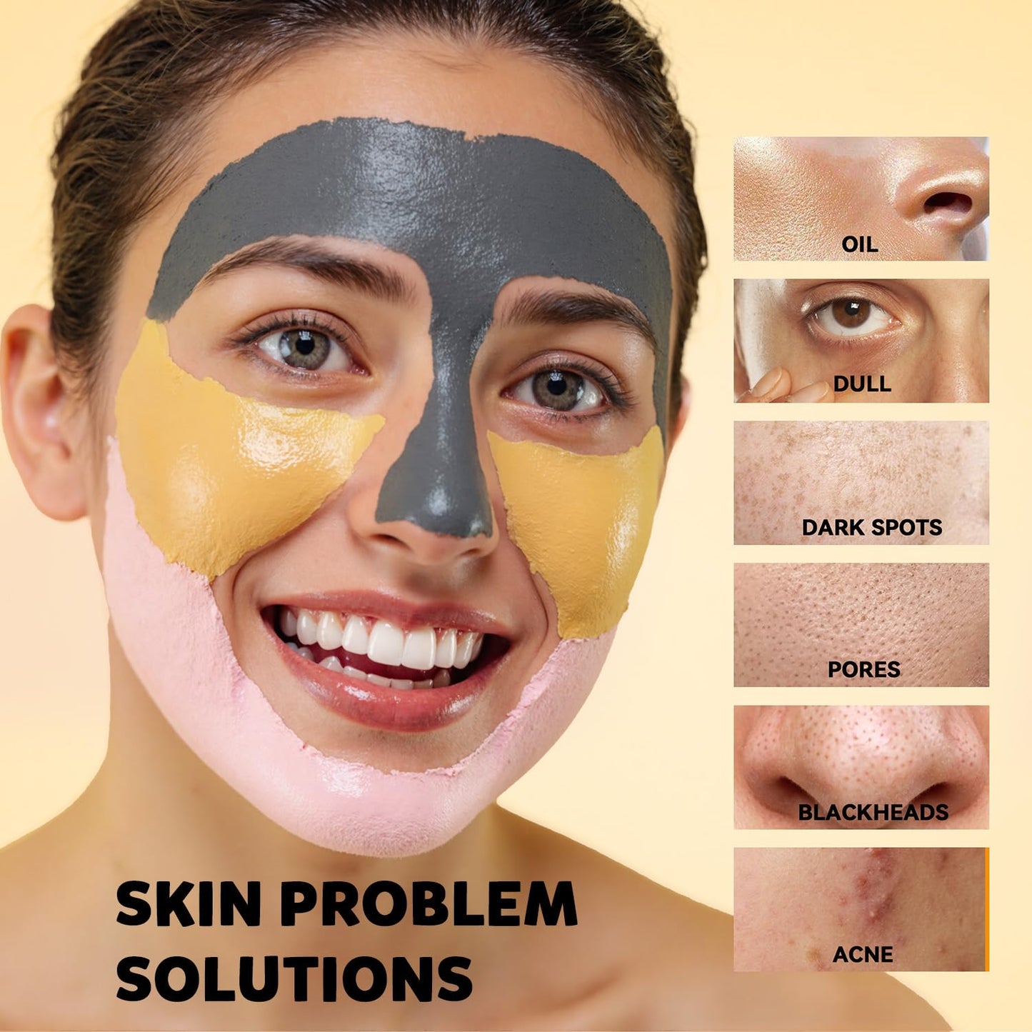 Hicream Turmeric Vitamin C Clay Mask with Kaolin Clay and Turmeric for Dark Spots