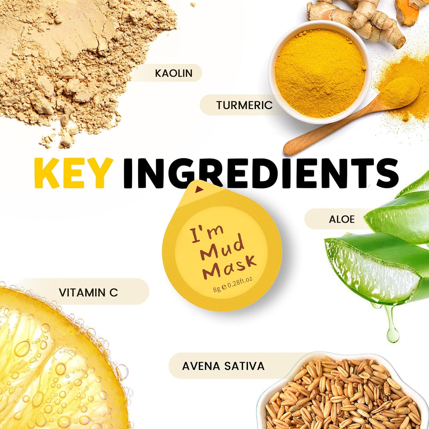 Hicream Turmeric Vitamin C Clay Mask with Kaolin Clay and Turmeric for Dark Spots