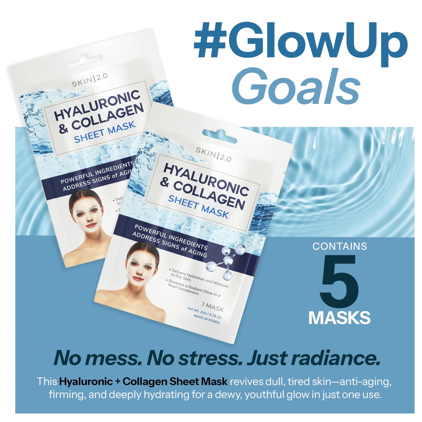 Skin 2.0 Hyaluronic Acid & Collagen Sheet Mask
