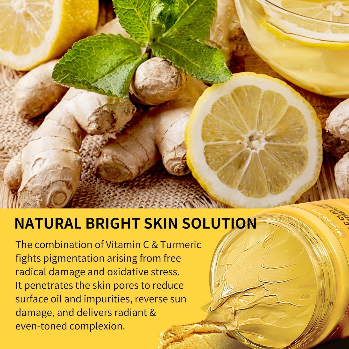 Hicream Turmeric Vitamin C Clay Mask with Kaolin Clay and Turmeric for Dark Spots